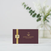 Elegant Burgundy Leather en Gold Attorney Act Visitekaartje (Staand voorkant)