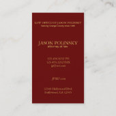 Elegant Burgundy Leather en Gold Attorney Act Visitekaartje (Achterkant)