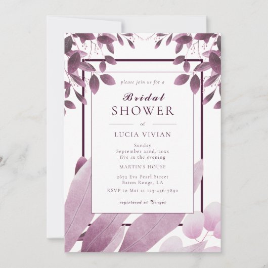 Elegant Burgundy Leaves Vrijgezellenfeest Kaart (Voorkant)