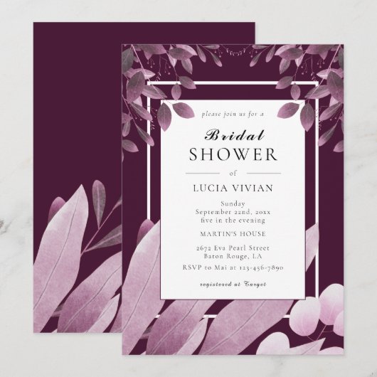 Elegant Burgundy Leaves Vrijgezellenfeest Kaart (Voorkant / Achterkant)