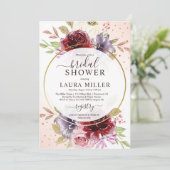 Elegant burgundy lila roze roze vrijgezellenfeest kaart (Staand voorkant)