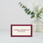 Elegant Burgundy Makeup Artist with QR Code Visitekaartje (Staand voorkant)