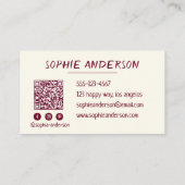 Elegant Burgundy Makeup Artist with QR Code Visitekaartje (Achterkant)