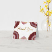 Elegant Burgundy Marble & Gold Agate Thank You  Kaart (Gele Bloem)