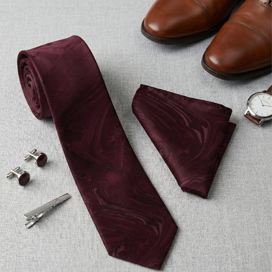 Elegant Burgundy Marble Swirl Pattern Stropdas