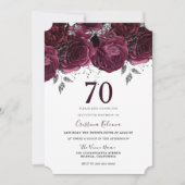 Elegant Burgundy Maroon Floral 70e verjaardag Kaart (Voorkant)