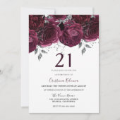 Elegant Burgundy Maroon Rozen 21e verjaardag Kaart (Voorkant)