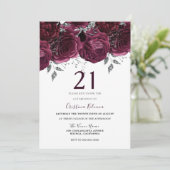 Elegant Burgundy Maroon Rozen 21e verjaardag Kaart (Staand voorkant)