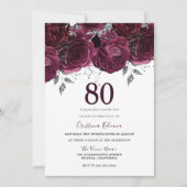 Elegant Burgundy Maroon Rozen 80e verjaardag Kaart (Voorkant)