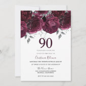 Elegant Burgundy Maroon Rozen 90e verjaardag Kaart (Voorkant)