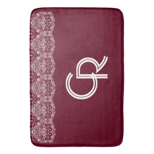 Elegant  Burgundy Maroon White Lace Badmat (Voorkant Verticaal)