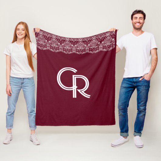 Elegant Burgundy Maroon White Lace Fleece (In situ)