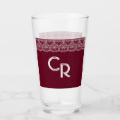 Elegant  Burgundy Maroon White Lace Glass Glas (Voorkant)