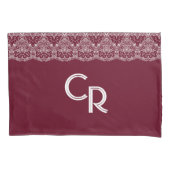 Elegant  Burgundy Maroon White Lace Kussensloop (Voorkant)