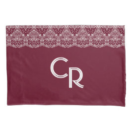 Elegant Burgundy Maroon White Lace Kussensloop