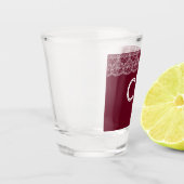 Elegant  Burgundy Maroon White Lace Shot Glas (Links)