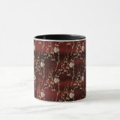 Elegant Burgundy Marsala Floral Black Mok (Midden)