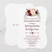 Elegant Burgundy Marsala Floral Engagement Party Kaart (Voorkant / Achterkant)