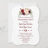 Elegant Burgundy Marsala Floral Engagement Party Kaart (Voorkant)