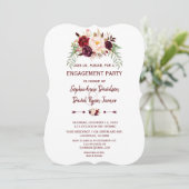 Elegant Burgundy Marsala Floral Engagement Party Kaart (Staand voorkant)