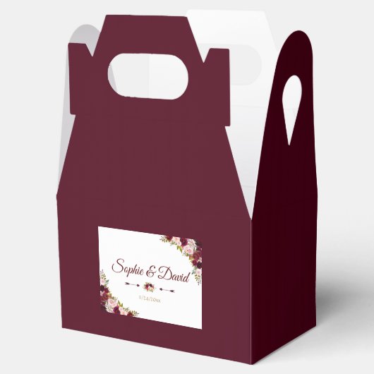 Elegant Burgundy Marsala Floral Fall Wedding Bedankdoosjes (Geopend)