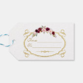 Elegant Burgundy Marsala Floral Fall Wedding Cadeaulabel (Achterkant Horizontaal)