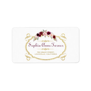 Elegant Burgundy Marsala Floral Fall Wedding Etiket
