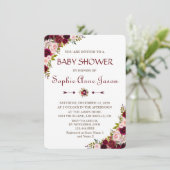 Elegant Burgundy Marsala Floral Herfst Baby shower Kaart (Staand voorkant)