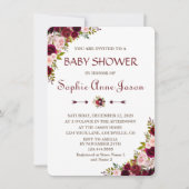 Elegant Burgundy Marsala Floral Herfst Baby shower Kaart (Voorkant)