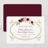 Elegant Burgundy Marsala Floral Herfst Save the Da Save The Date (Voorkant / Achterkant)