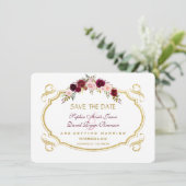 Elegant Burgundy Marsala Floral Herfst Save the Da Save The Date (Staand voorkant)