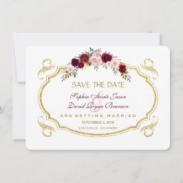Elegant Burgundy Marsala Floral Herfst Save the Da Save The Date