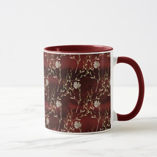 Elegant Burgundy Marsala Floral Mok (Rechts)
