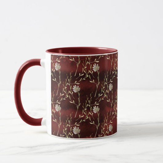 Elegant Burgundy Marsala Floral Mok (Links)