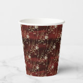 Elegant Burgundy Marsala Floral Papieren Bekers (Achterkant)