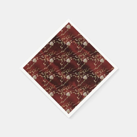 Elegant Burgundy Marsala Floral Party Paper Servet (Hoek)
