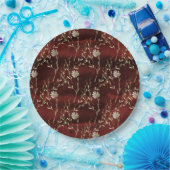 Elegant Burgundy Marsala Floral Party Papieren Bordje (Feest)