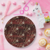 Elegant Burgundy Marsala Floral Party Papieren Bordje (Feest)