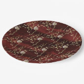 Elegant Burgundy Marsala Floral Party Papieren Bordje (Gekanteld)