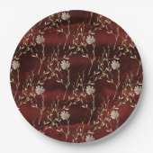 Elegant Burgundy Marsala Floral Party Papieren Bordje (Voorkant)