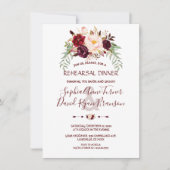 Elegant Burgundy Marsala Floral Rehearsal Dinner Kaart (Voorkant)