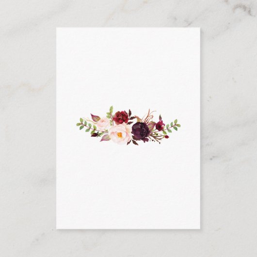 Elegant Burgundy Marsala Floral Wedding Details Informatiekaartje (Achterkant)