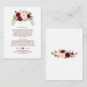 Elegant Burgundy Marsala Floral Wedding Details Informatiekaartje (Voorkant / Achterkant)