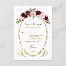 Elegant Burgundy Marsala Floral Wedding RSVP