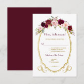 Elegant Burgundy Marsala Floral Wedding RSVP (Voorkant / Achterkant)
