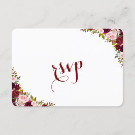 Elegant Burgundy Marsala Floral Wedding RSVP