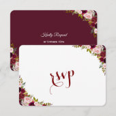 Elegant Burgundy Marsala Floral Wedding RSVP (Voorkant / Achterkant)