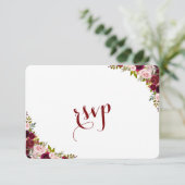 Elegant Burgundy Marsala Floral Wedding RSVP (Staand voorkant)