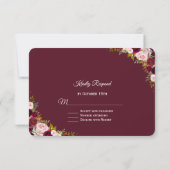 Elegant Burgundy Marsala Floral Wedding RSVP (Achterkant)