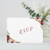 Elegant Burgundy Marsala Floral Wedding RSVP (Staand voorkant)